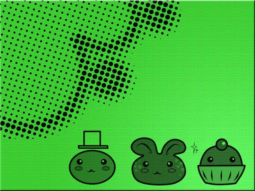 Cute Green, bright green background, black halftone dots, SD Desktop Wallpaper