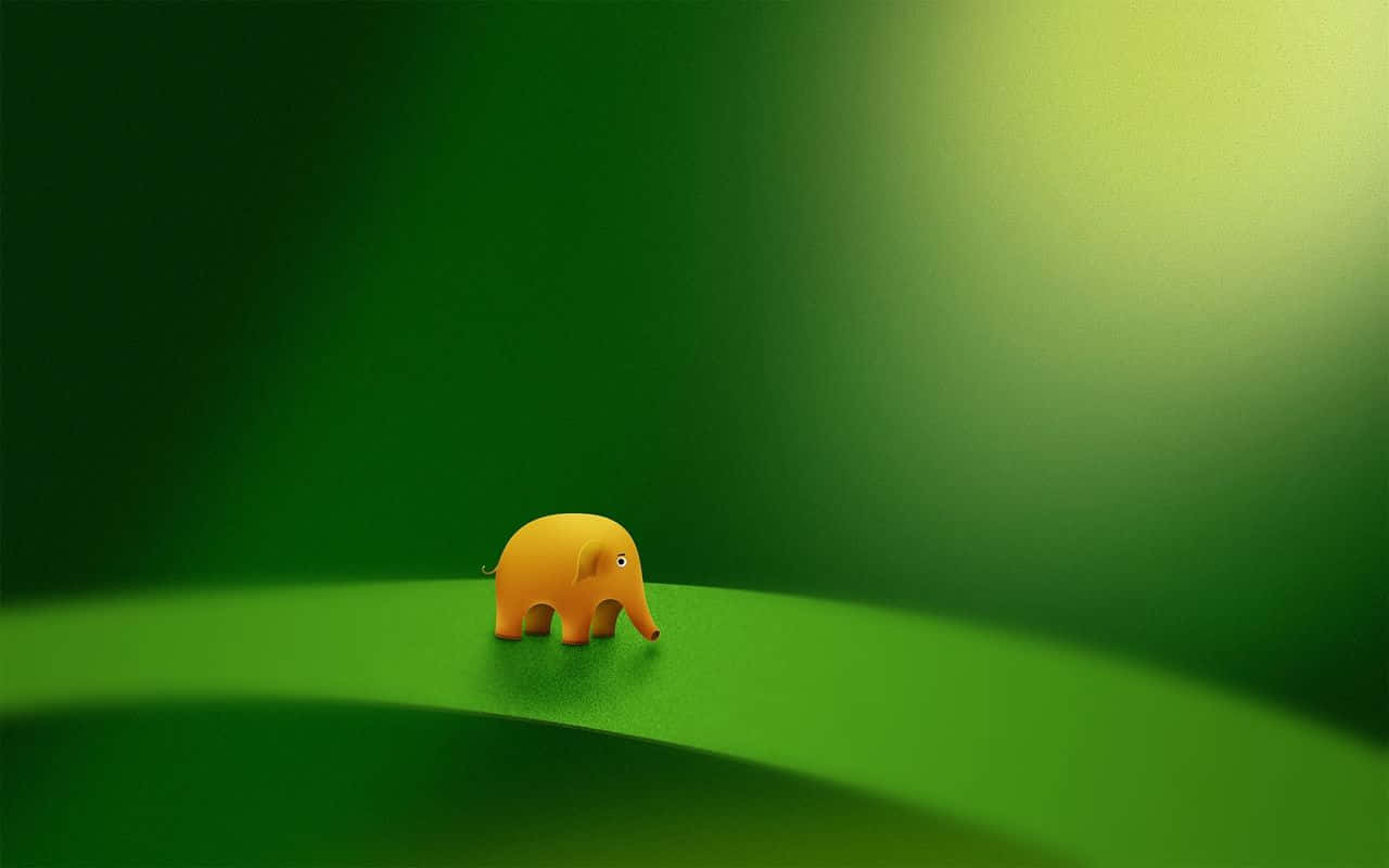 yellow elephant, green leaf, curved green surface, HD Desktop Wallpaper