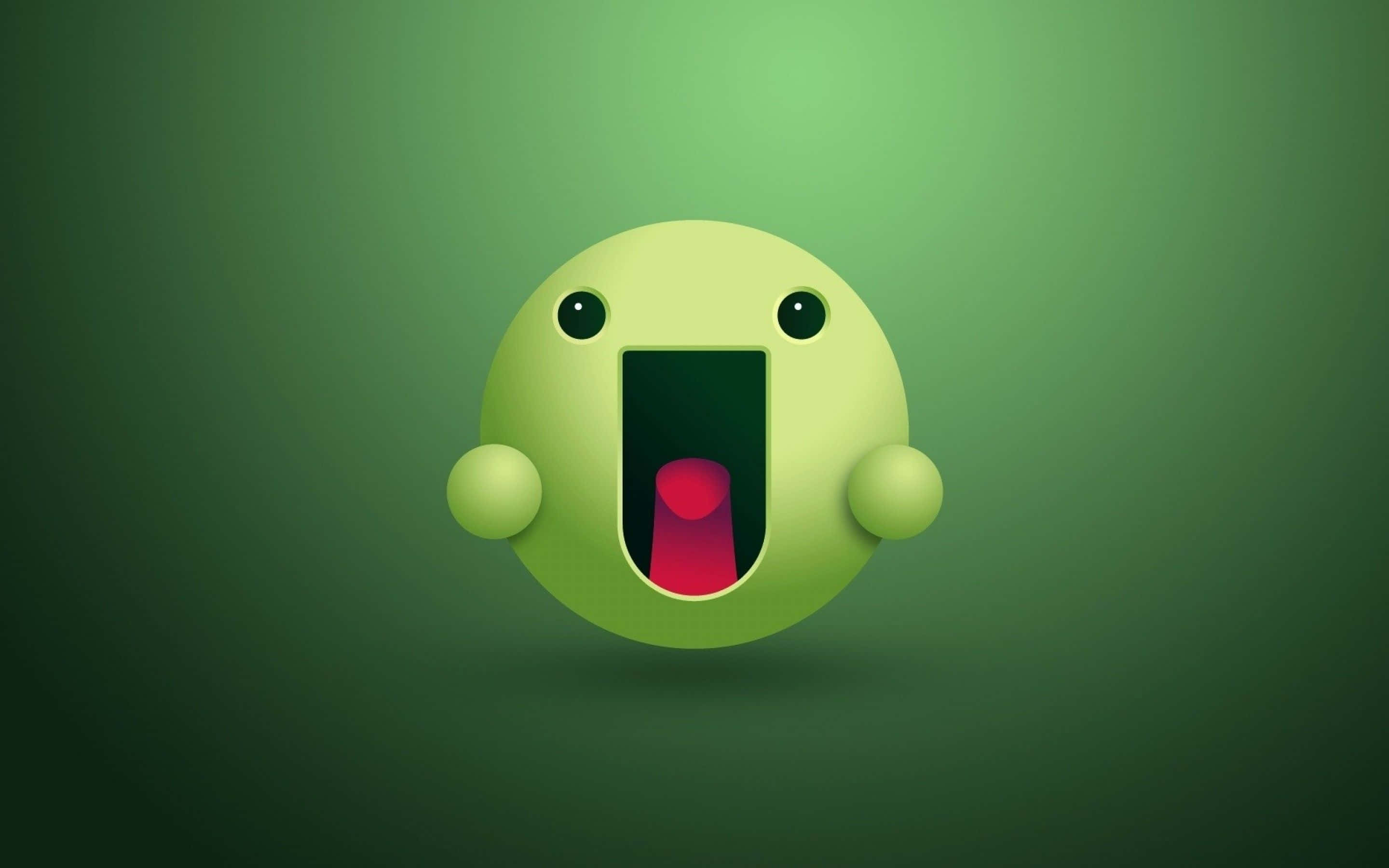 bright green, 3d-rendered emoji, wide eyes, 2K Desktop Wallpaper