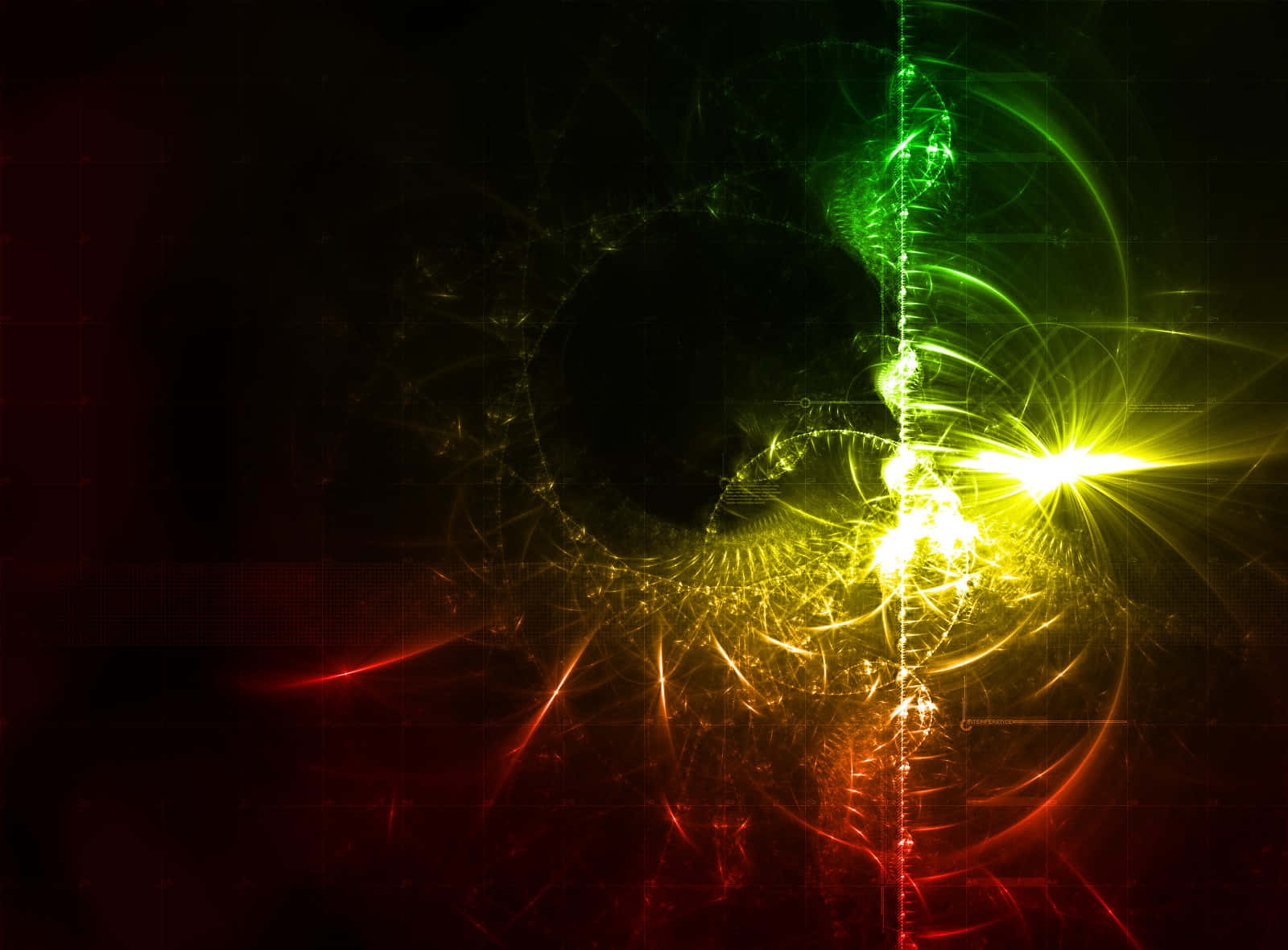 fractal energy swirls, fiery red, electric green, HD Desktop Wallpaper