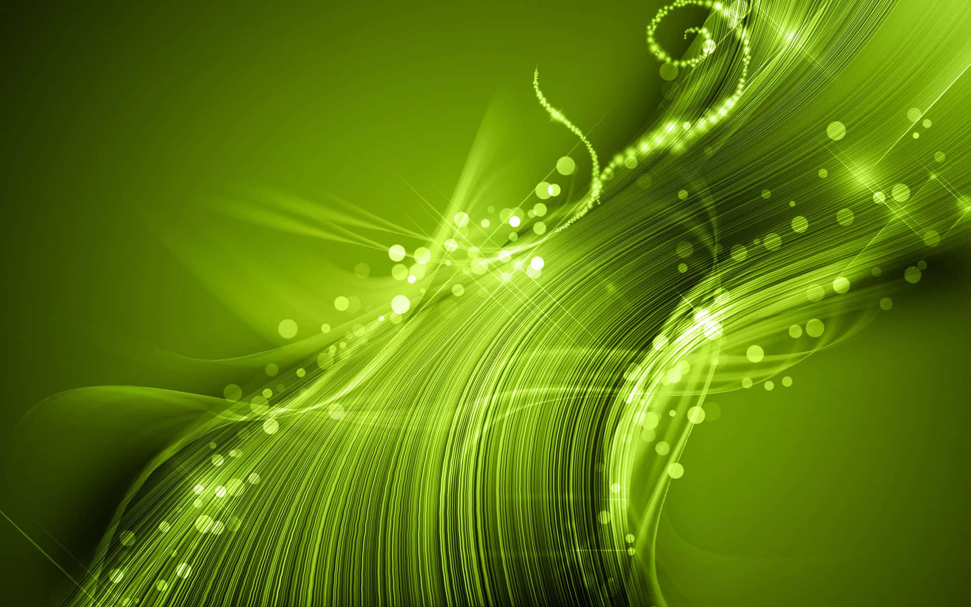 green abstract background, swirls, lights, Full HD Desktop Wallpaper