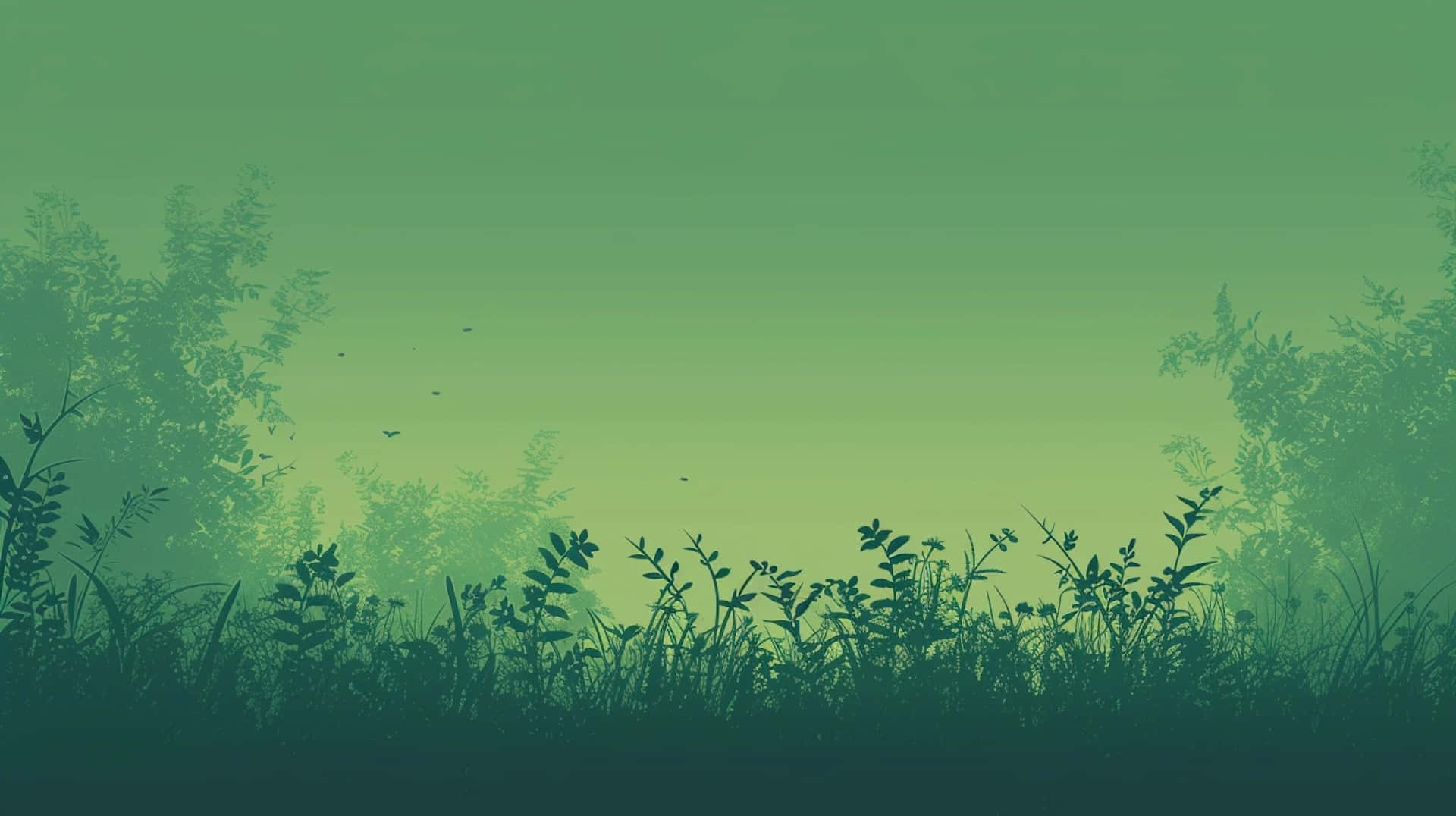 green nature aesthetic, gradient green landscape, silhouetted grasses, Full HD Desktop Wallpaper