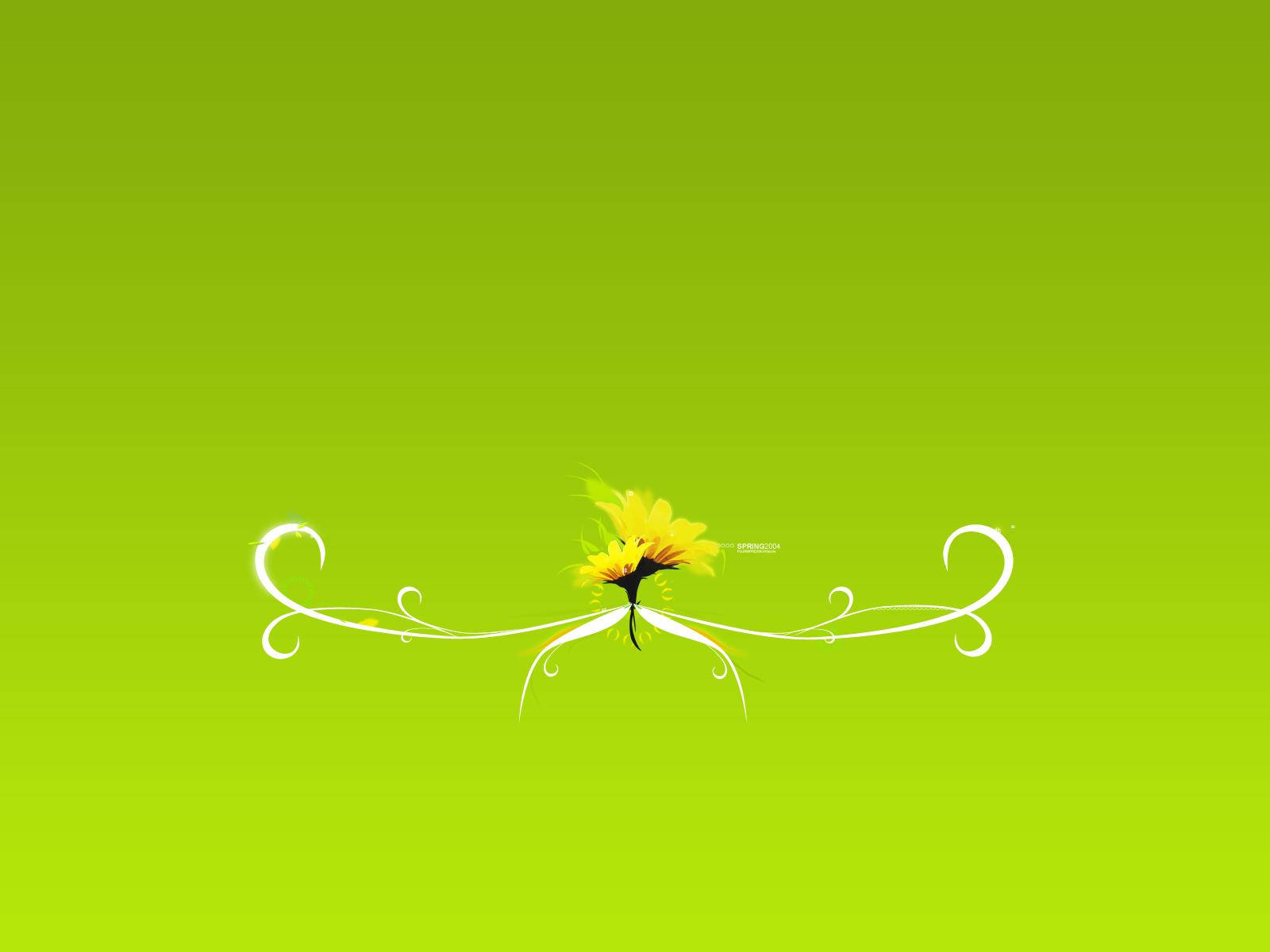 4K Nature Green Background, vibrant green gradient, yellow flower, HD Desktop Wallpaper