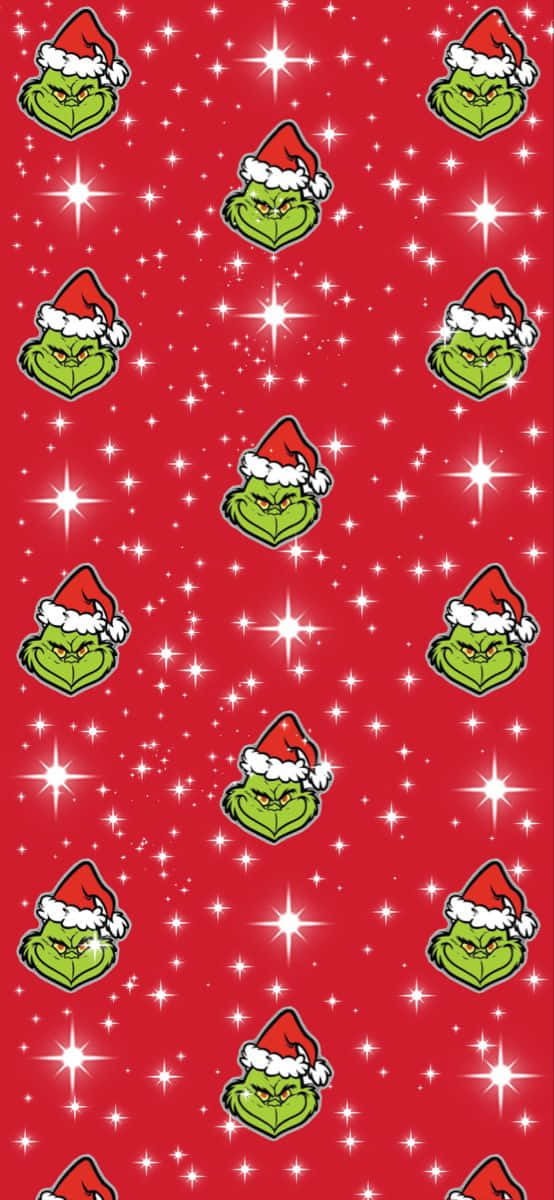Cute Grinch, Santa hats, festive red, SD Phone Wallpaper