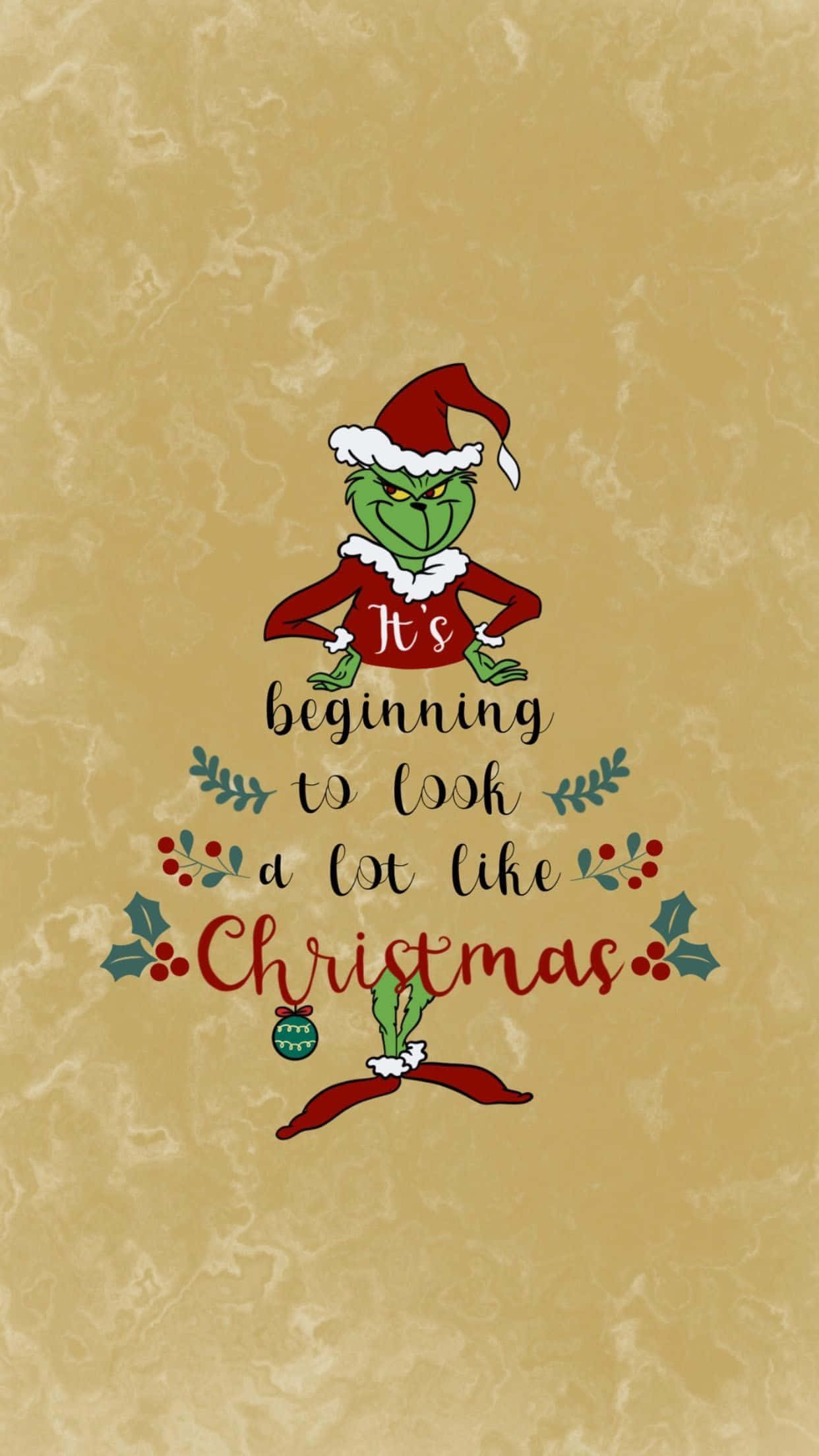 Grinch, red Santa outfit, It's beginning to look a lot like Christmas, Full HD Phone Wallpaper