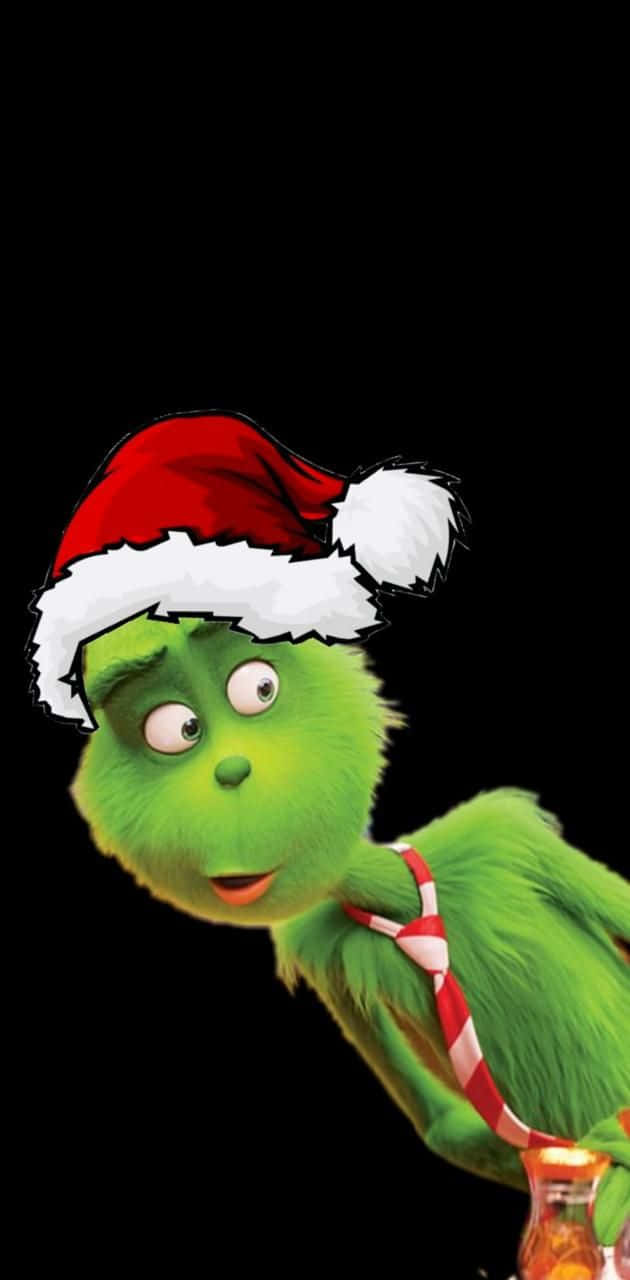 Grinch, red Santa hat, candy cane tie, HD Phone Wallpaper