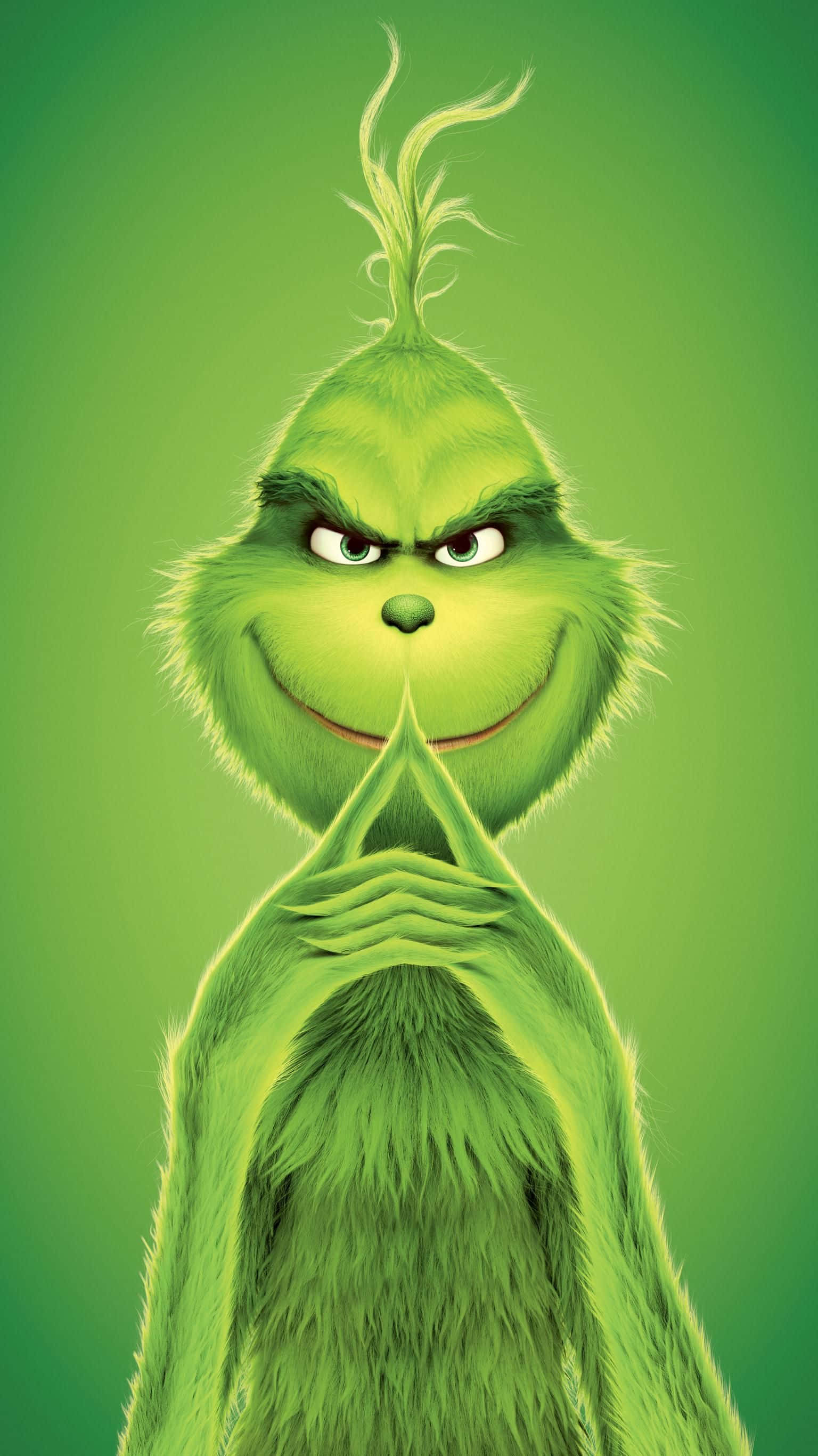 Grinch, mischievous grin, finger to lips, 2K Phone Wallpaper