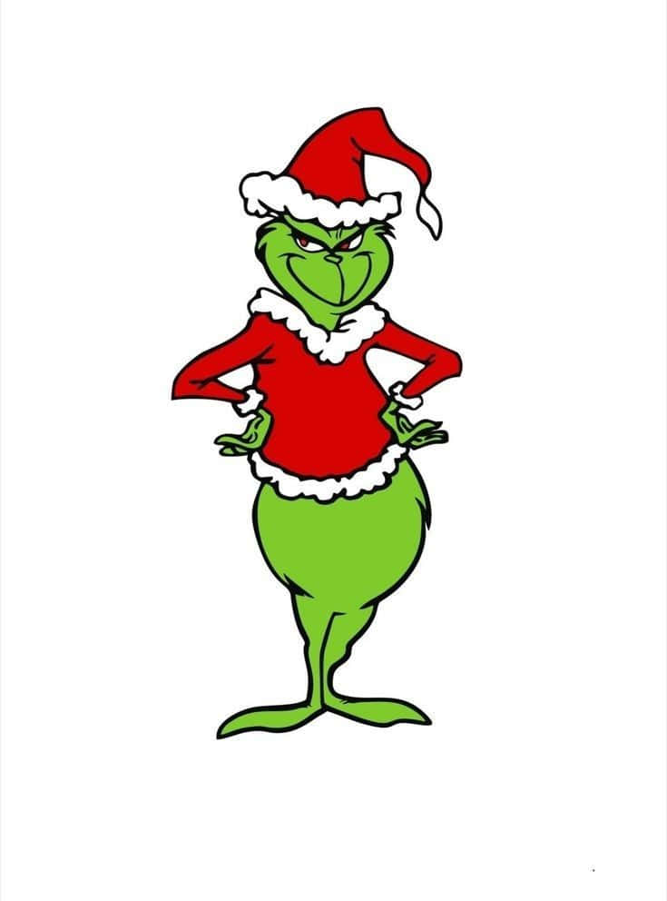 Grinch, red Santa outfit, white trim, SD Phone Wallpaper