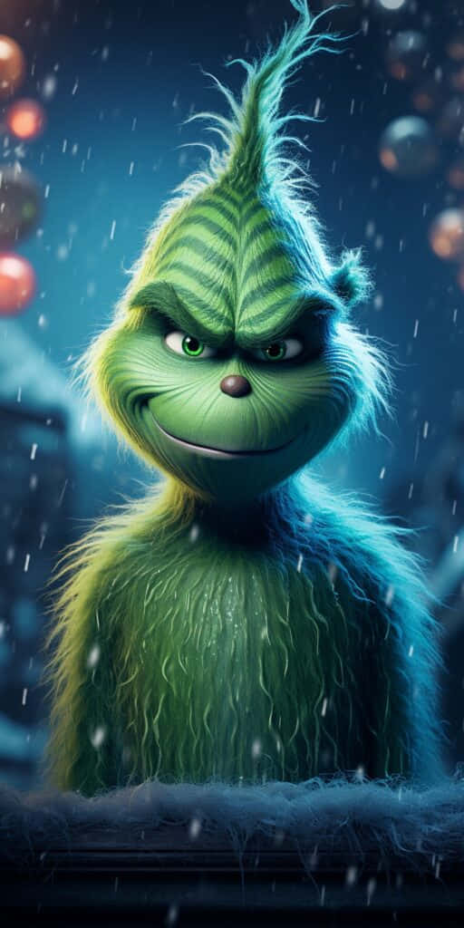 Grinch, snowy night, falling snowflakes, SD Phone Wallpaper