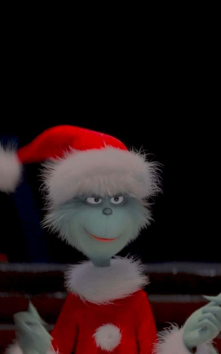 Grinch, Santa suit, white trim, SD Phone Wallpaper