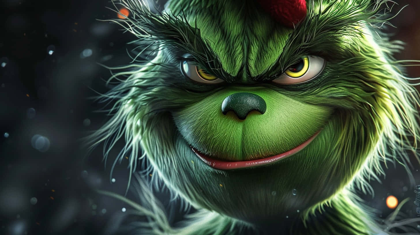 Grinch, green fur, yellow eyes, HD Desktop Wallpaper