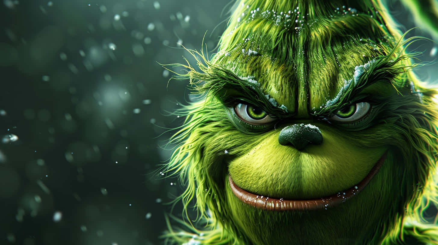 Grinch, green face, snowflakes, HD Desktop Wallpaper