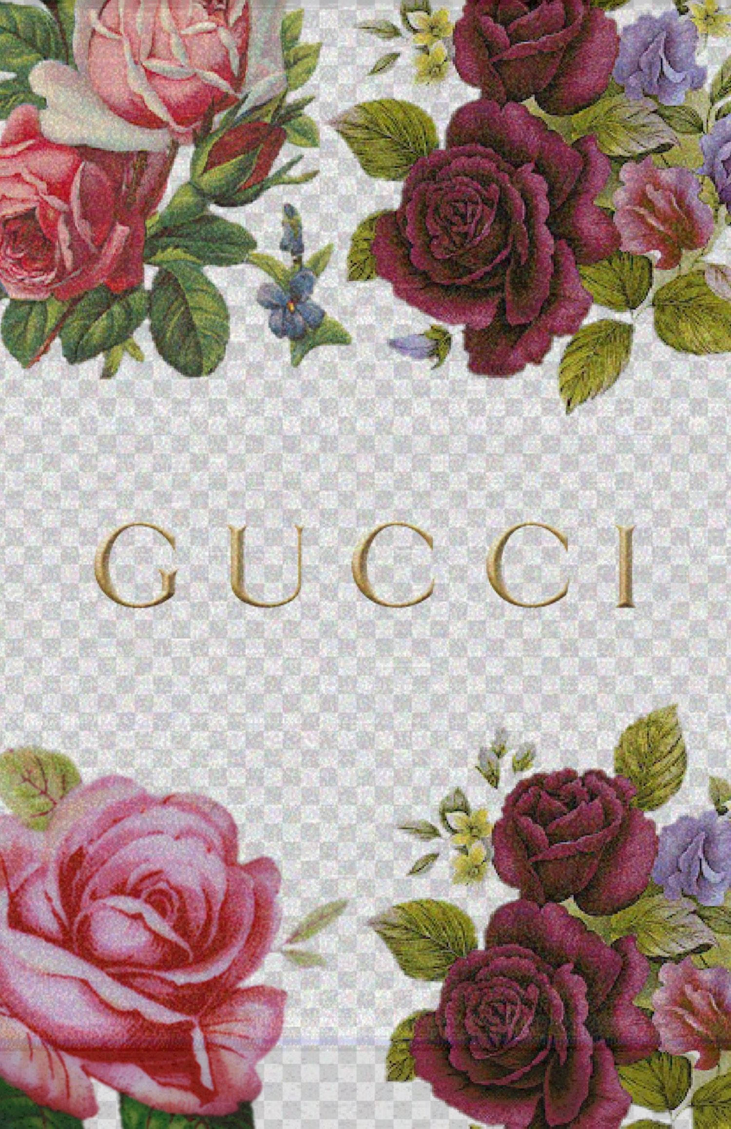 Gucci, floral pattern design, pink and burgundy roses, Full HD Phone Wallpaper