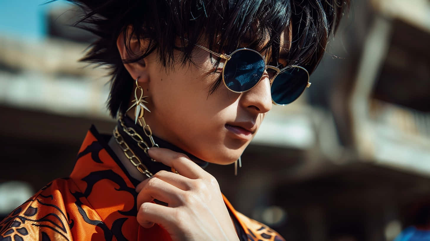 Gucci, spiky black hair, round sunglasses, HD Desktop Wallpaper