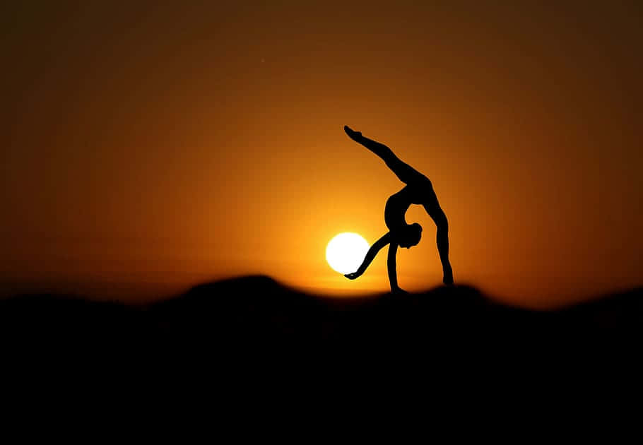one hand split, silhouette, gymnast, SD Desktop Wallpaper