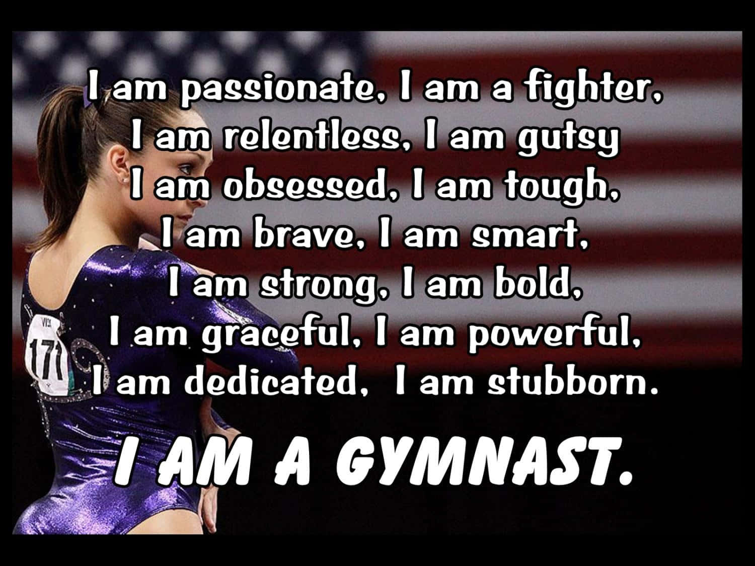 Cute Gymnastics, purple leotard, American flag backdrop, HD Desktop Wallpaper