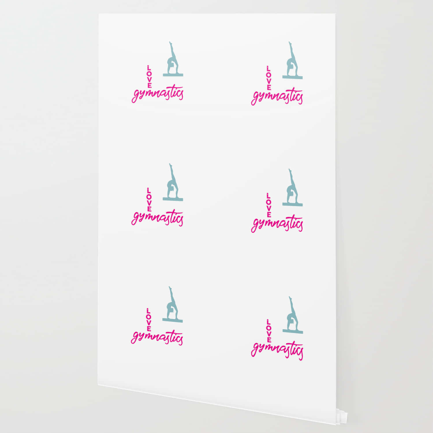 Cute Gymnastics, blue silhouette, pink 'love gymnastics' text, HD Desktop Wallpaper