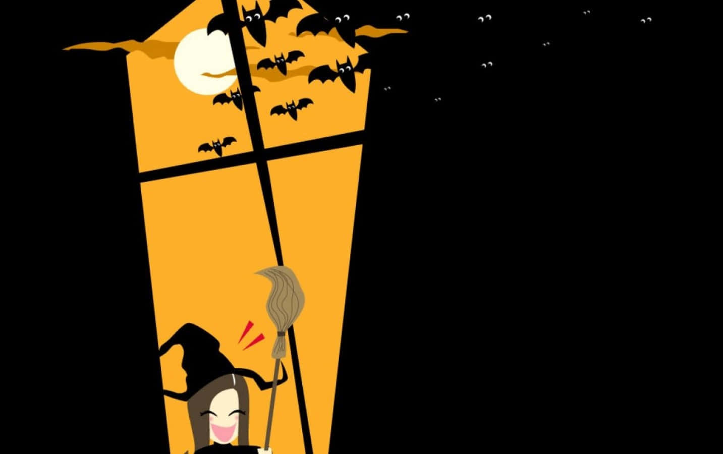 Halloween Witch, broomstick, full moon, HD Desktop Wallpaper