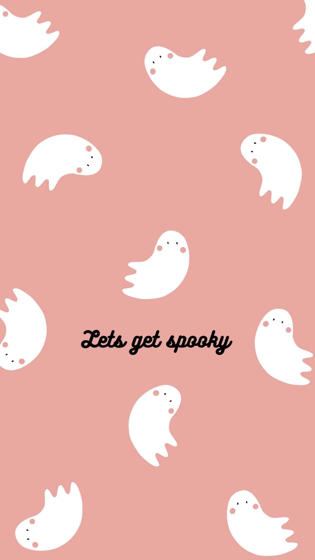 Cute Ghost Pattern Halloween Aesthetic, white cartoon ghosts, soft pink background, Full HD Phone Wallpaper