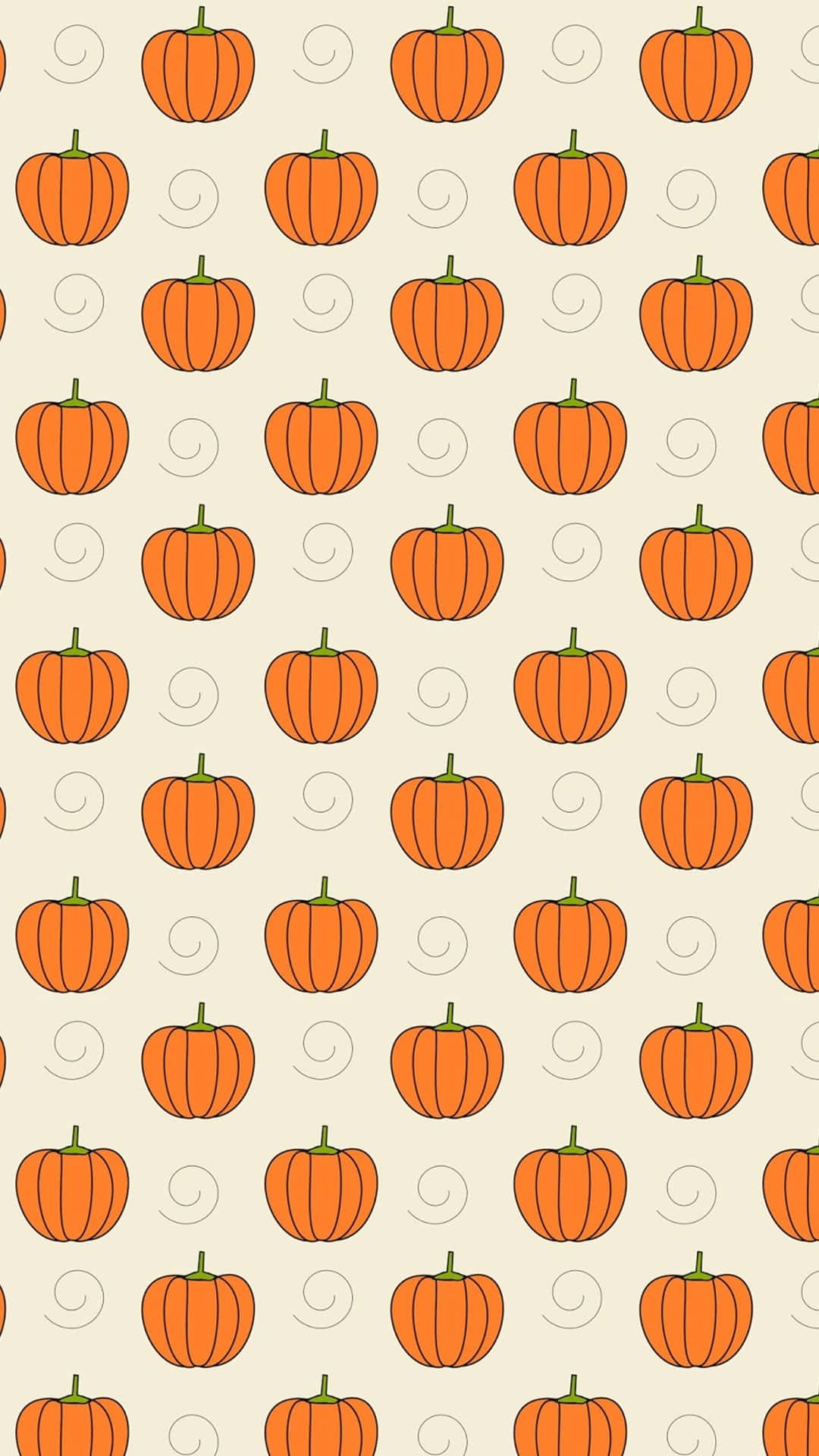 pumpkin pattern, orange pumpkins, green stems, Full HD Phone Wallpaper