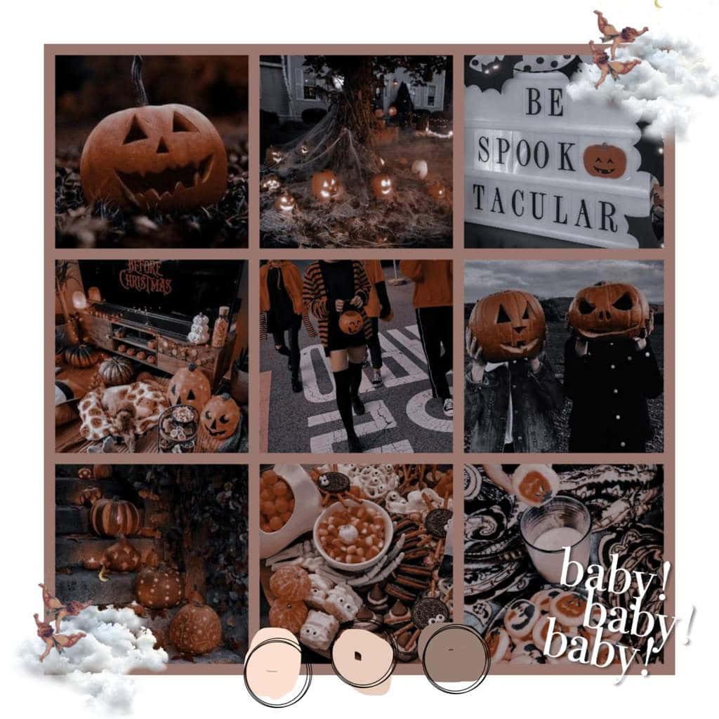 Halloween Aesthetic Collage, pumpkins, jack-o-lanterns, SD Desktop Wallpaper