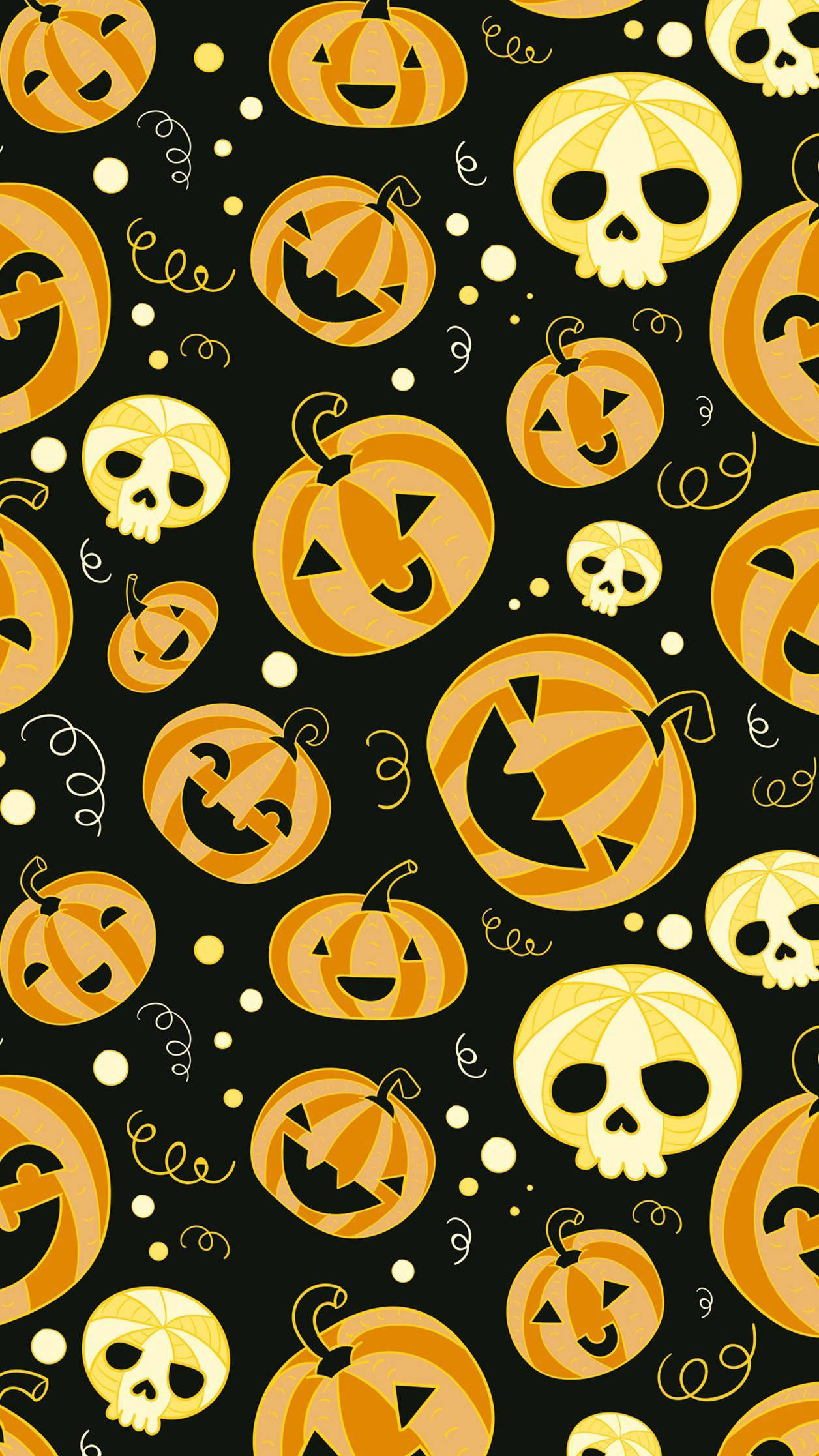 pumpkin, skull, black background, Full HD Phone Wallpaper