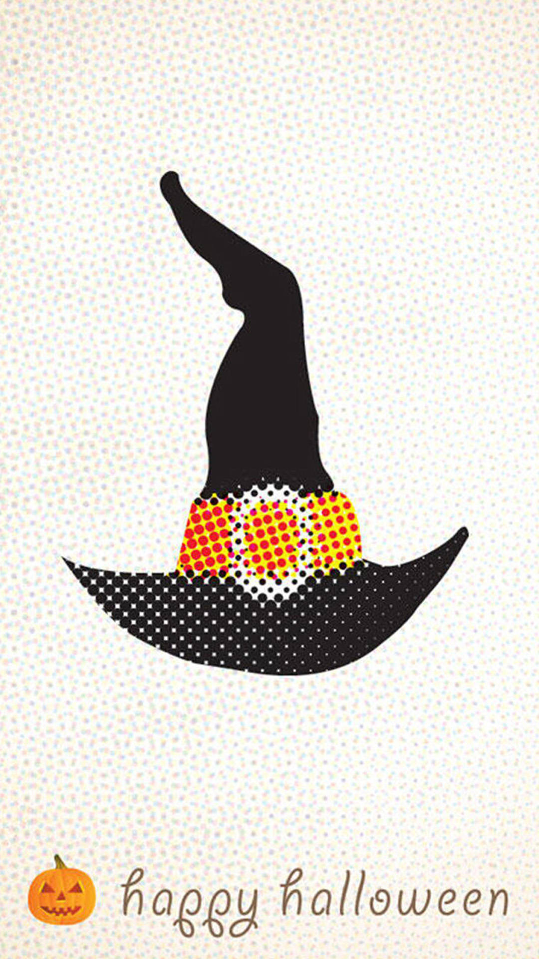 cute halloween witch hat iphone, black witch hat, polka-dotted candy corn trim, Full HD Phone Wallpaper