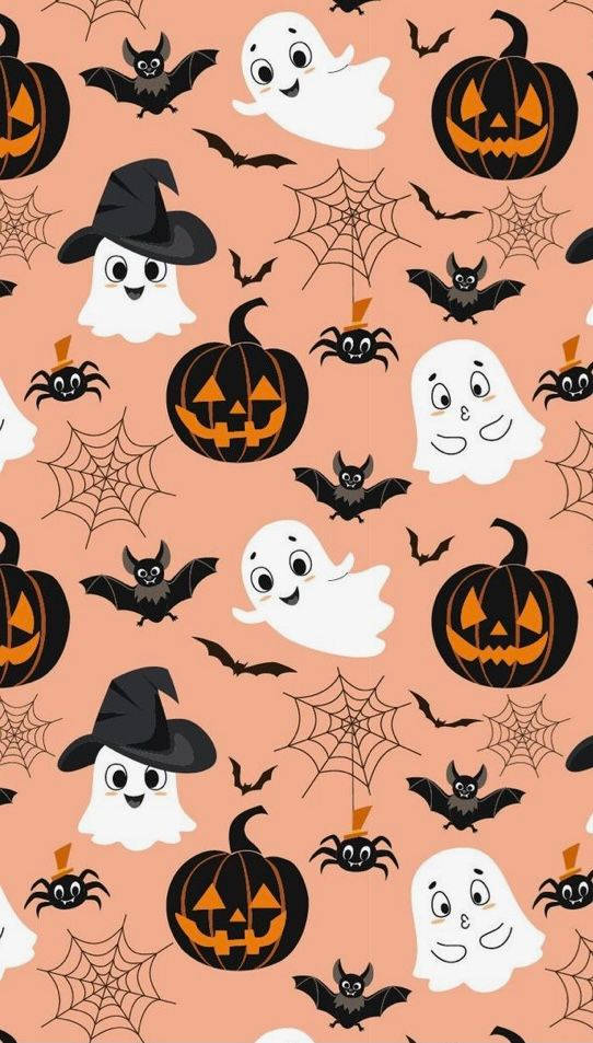 ghost, black pumpkin, cartoon ghosts, SD Phone Wallpaper