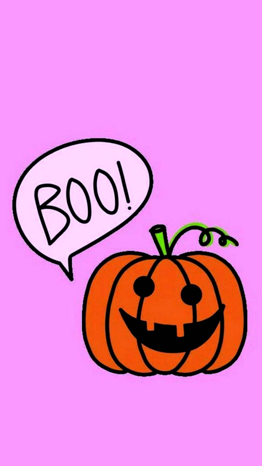cute halloween phone, cartoon orange jack-o'-lantern, wide grin, Full HD Phone Wallpaper