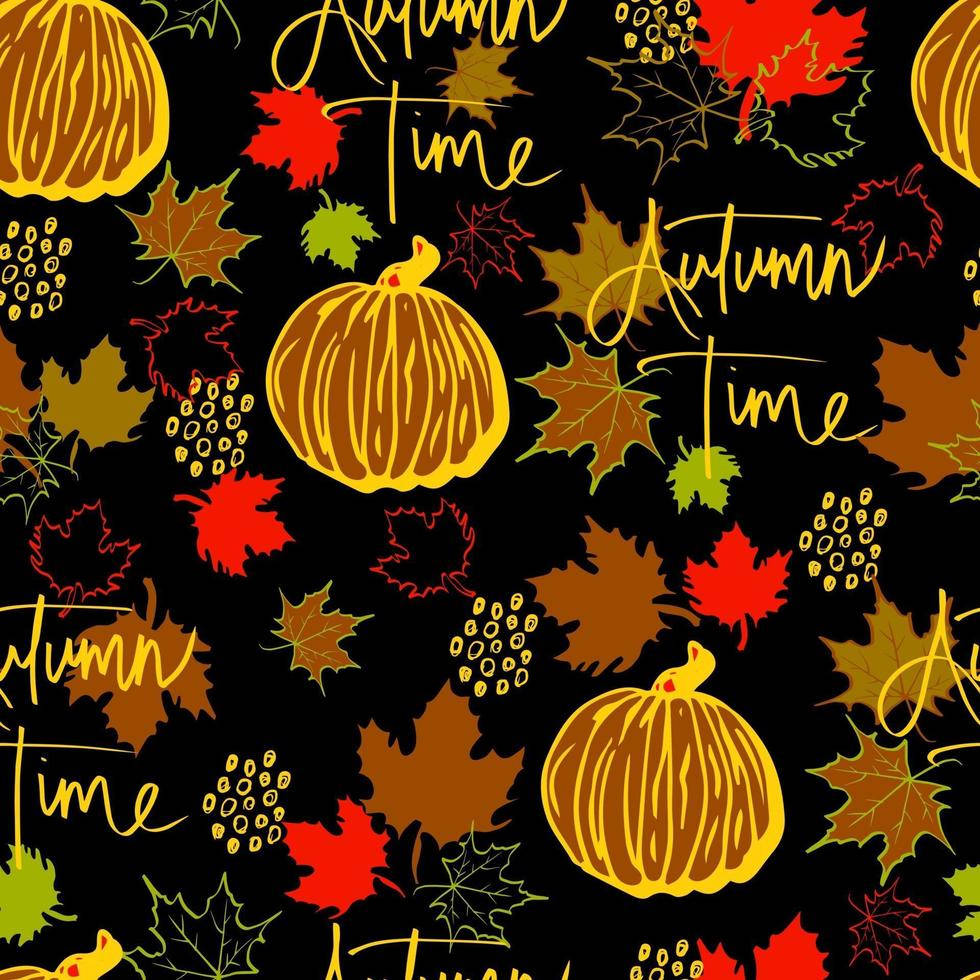 Halloween, black background, yellow pumpkins, SD Desktop Wallpaper