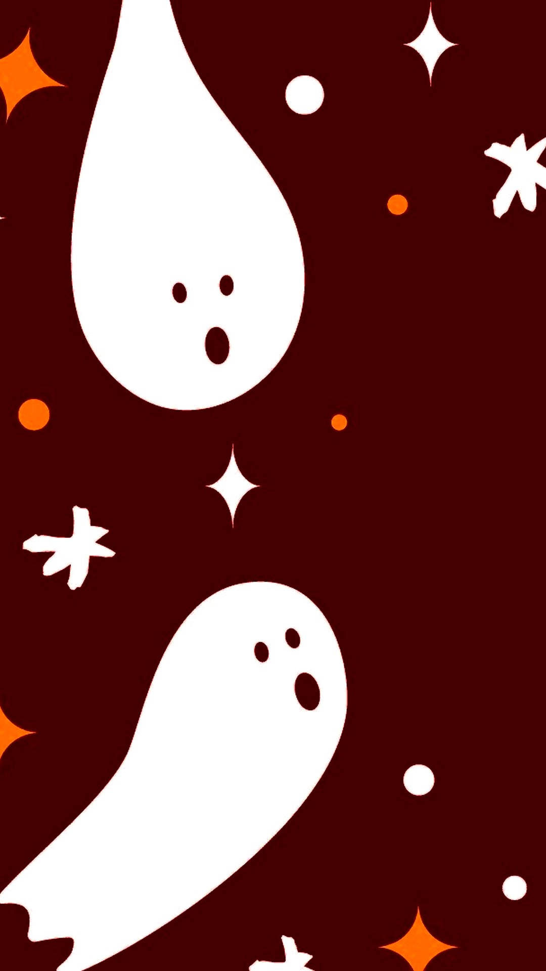 Cute Halloween Phone, white cartoon ghosts, deep red background, Full HD Phone Wallpaper