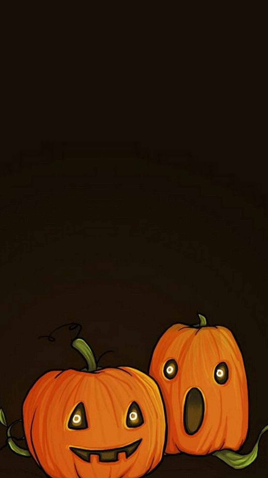 cute halloween phone, cartoon pumpkins, glowing eyes, Full HD Phone Wallpaper