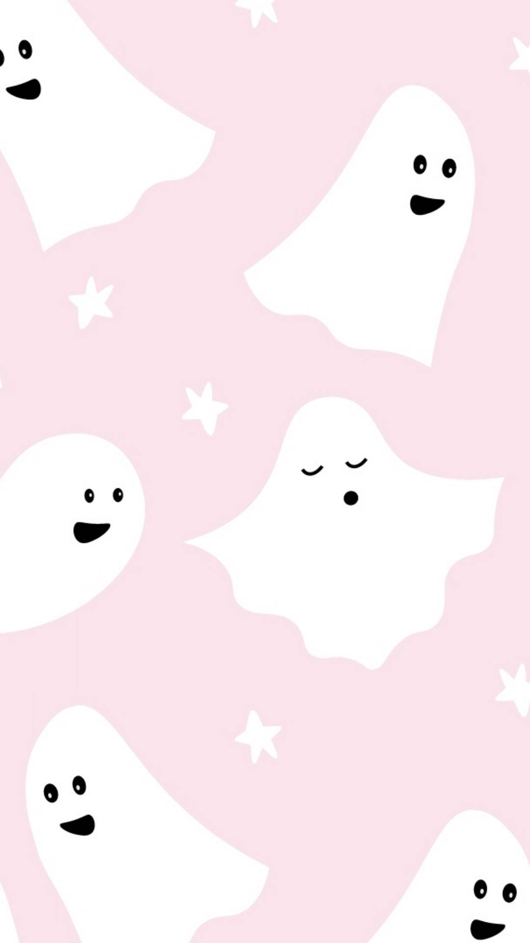 cute halloween phone, white cartoon ghosts, simple smiling faces, Full HD Phone Wallpaper
