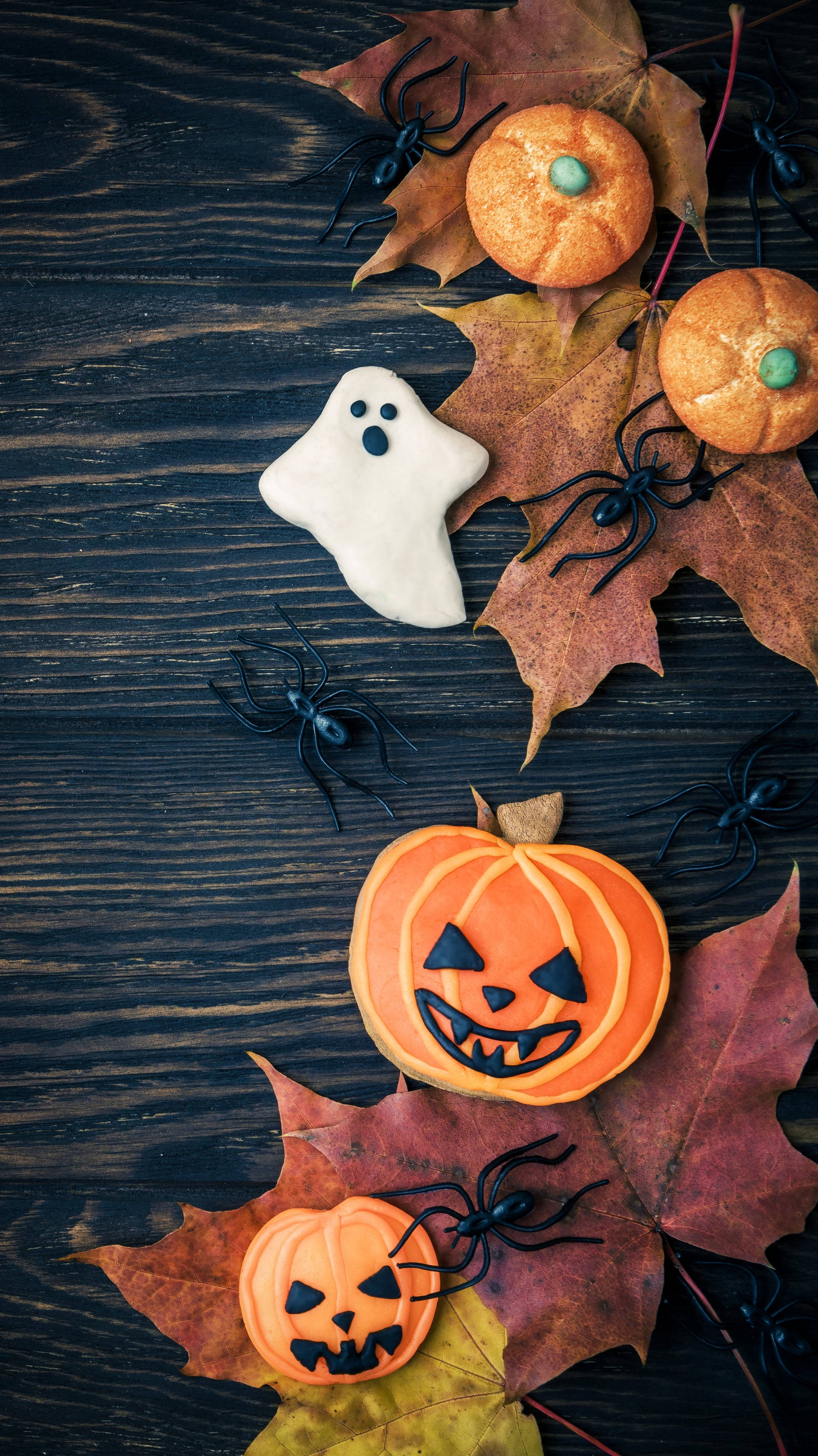 Cute Halloween Phone, pumpkins, ghosts, 2K Phone Wallpaper
