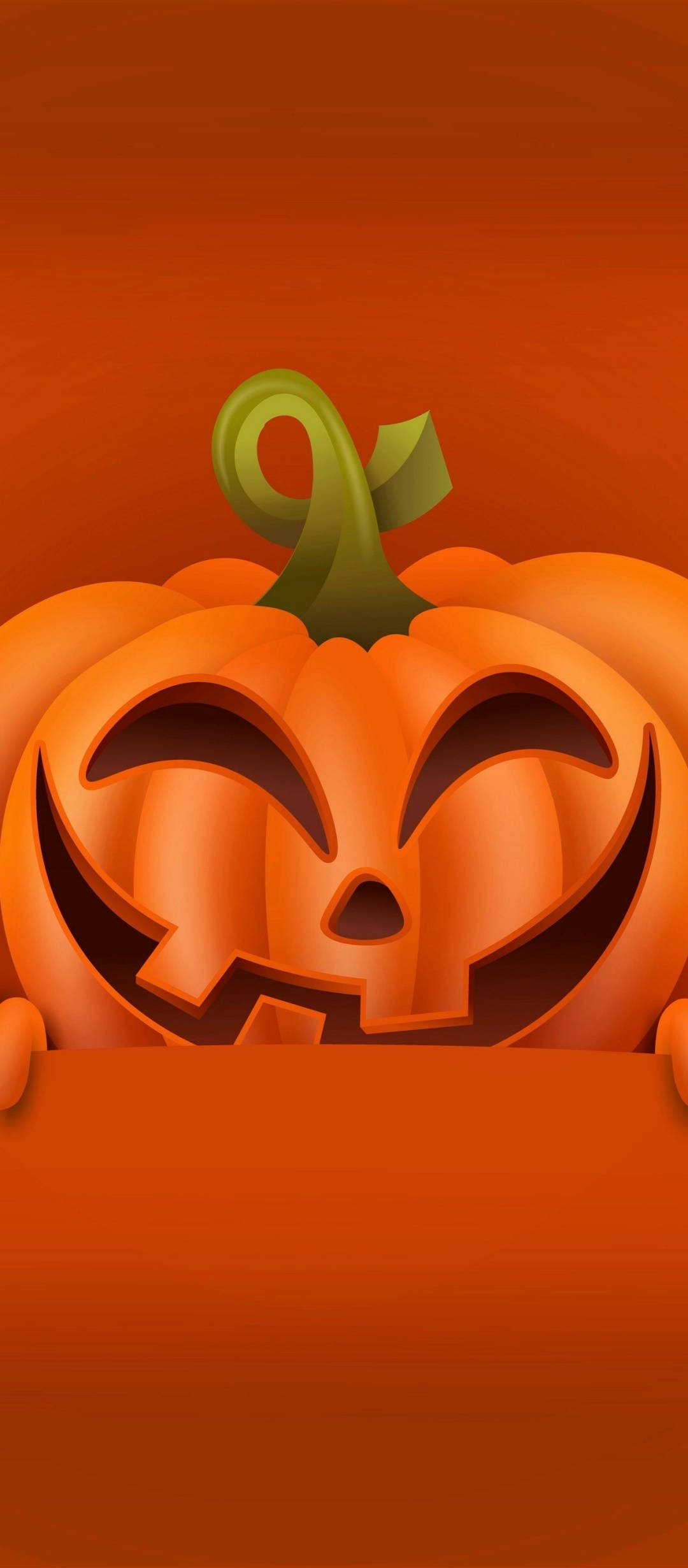 jack-o'-lantern, orange, green stem, Full HD Phone Wallpaper