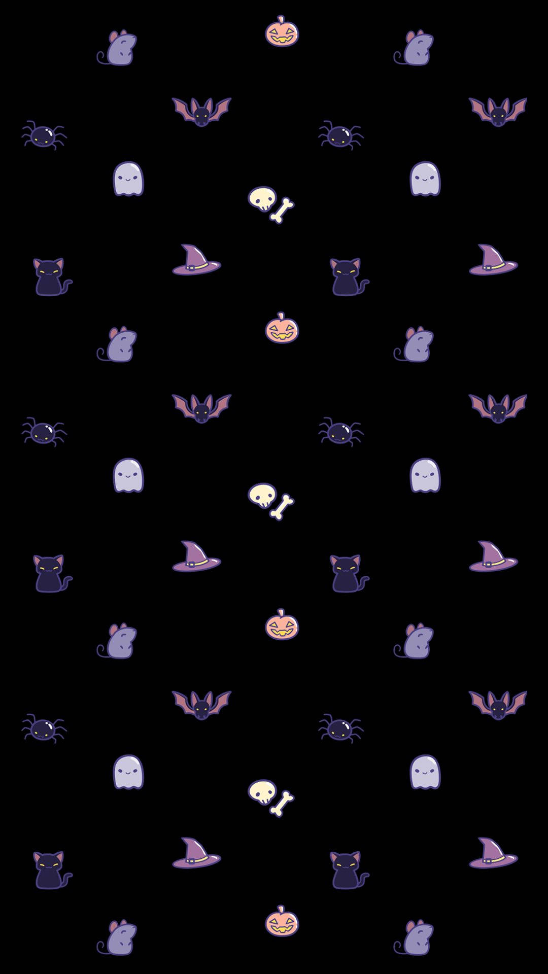 Cute Halloween Phone, pastel Halloween icons, ghosts, Full HD Phone Wallpaper