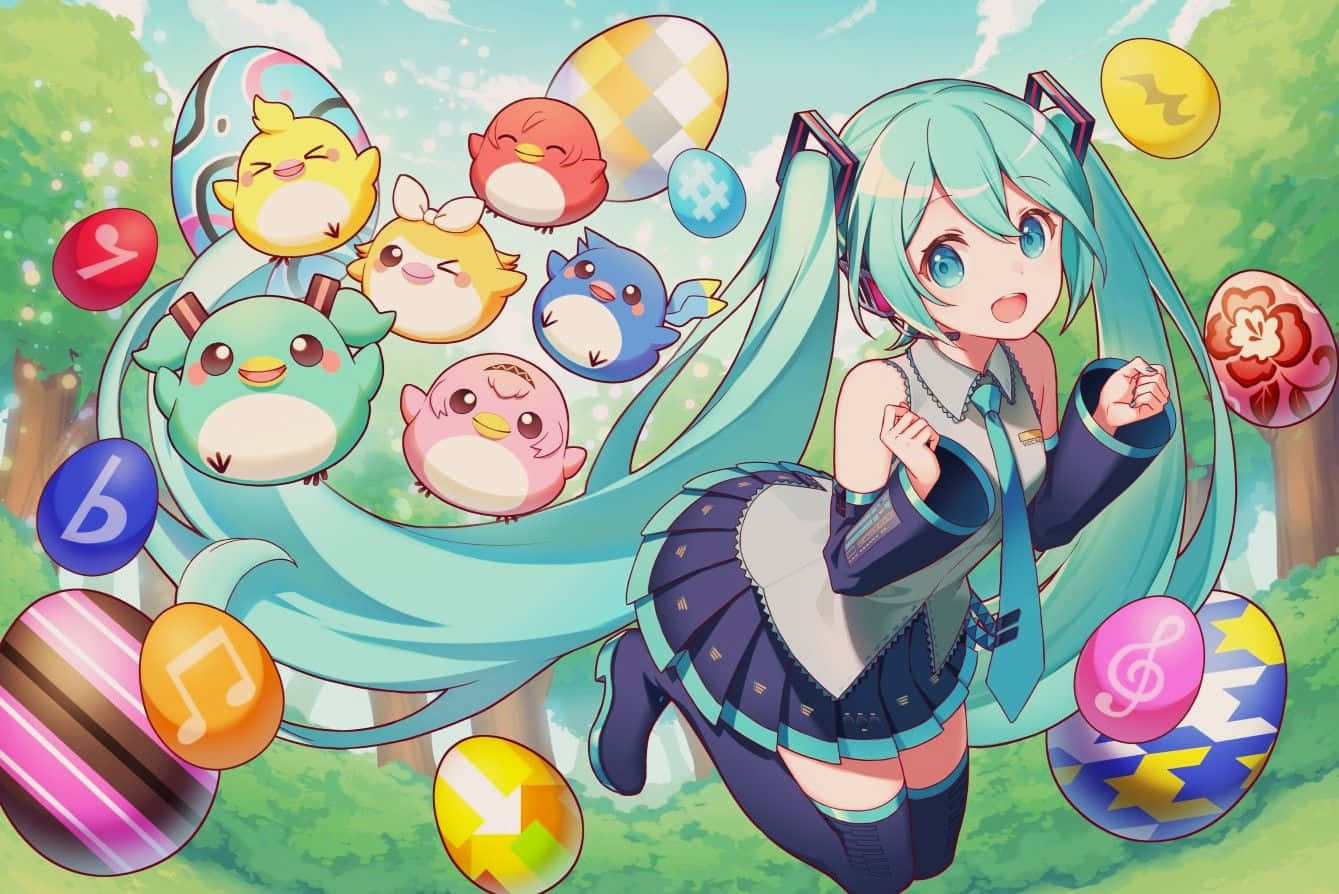 anime girl, turquoise hair, maid outfit, HD Desktop Wallpaper