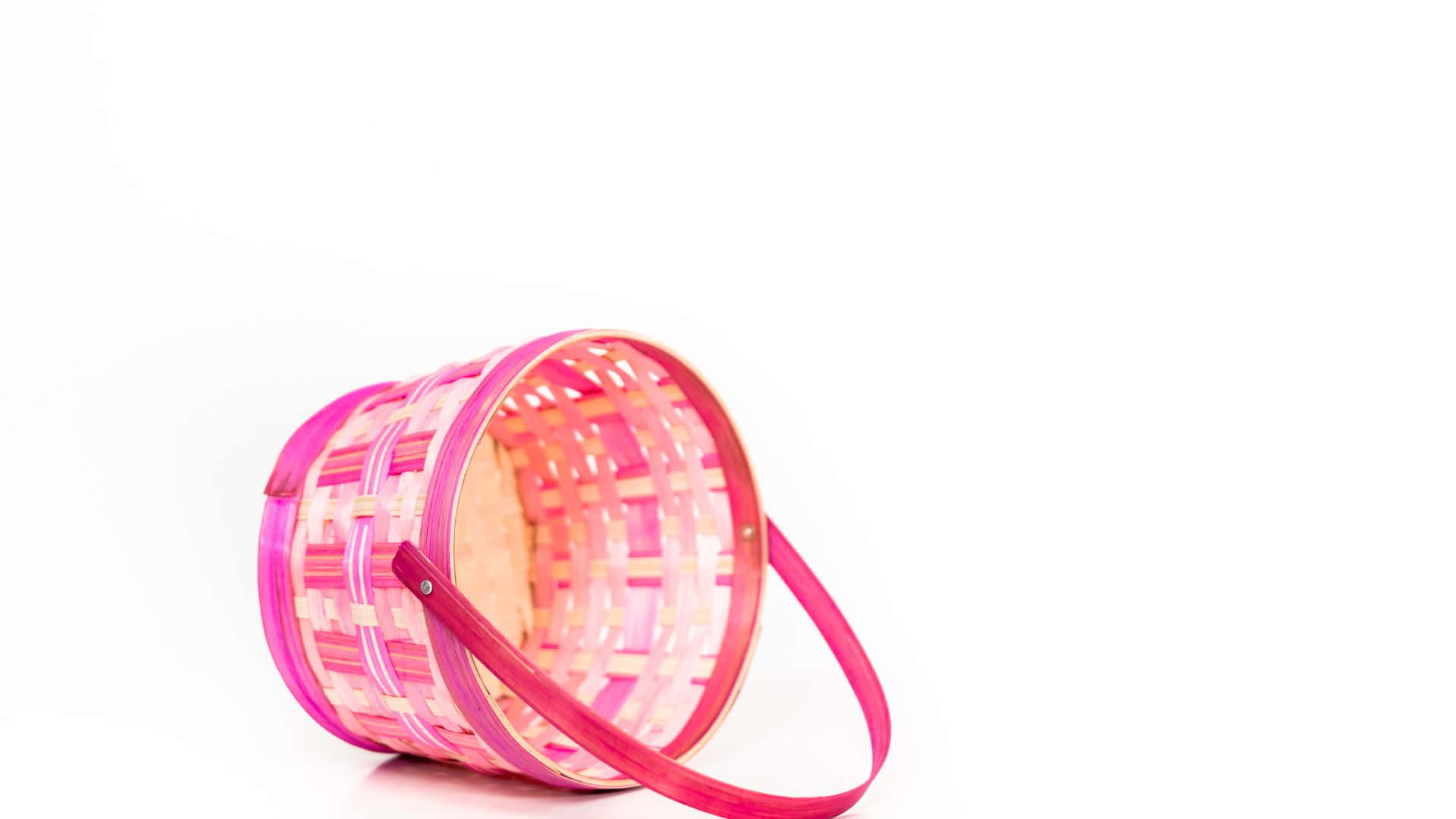 Easter basket, vibrant pink, woven basket, Full HD Desktop Wallpaper