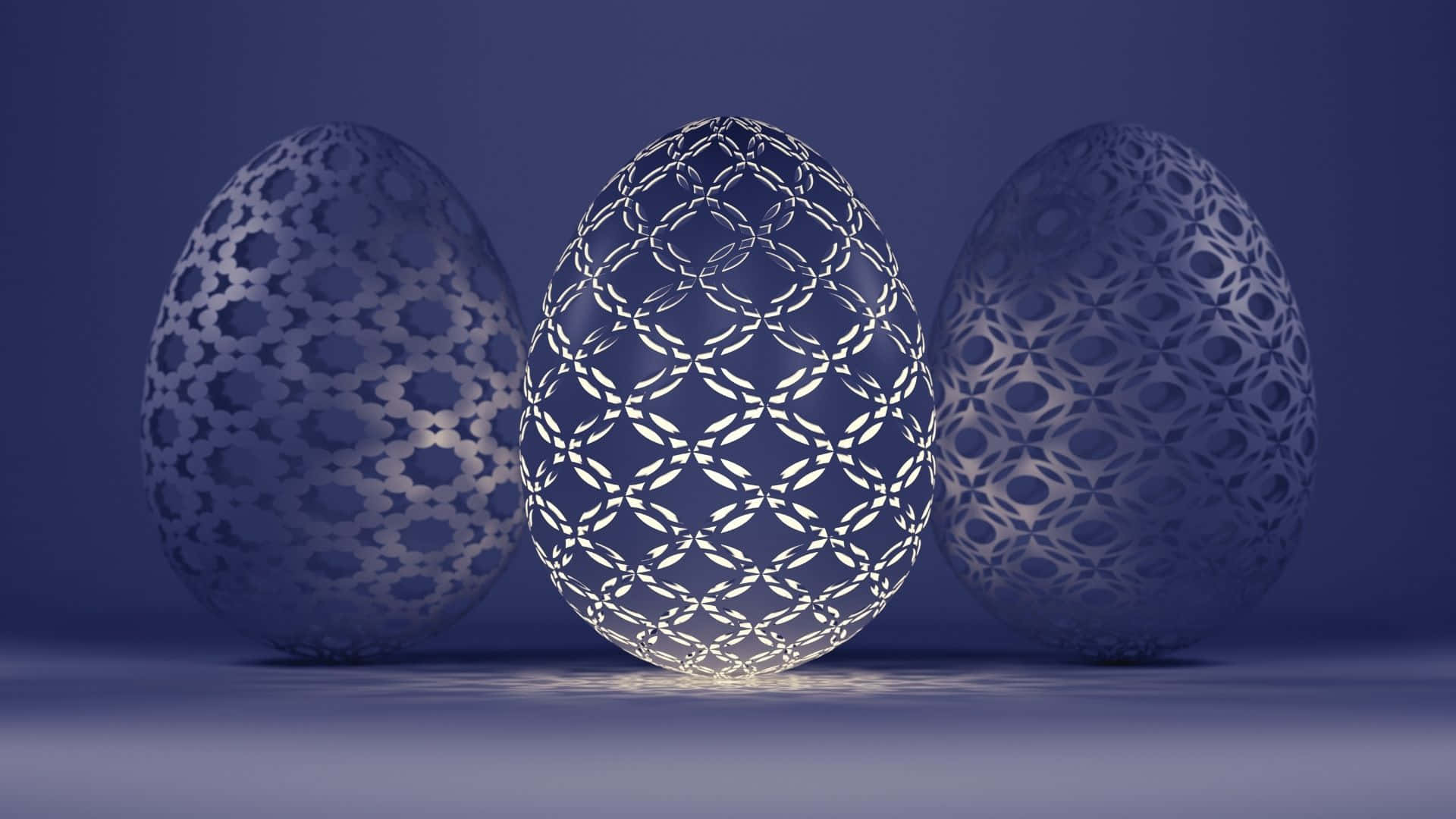 Easter egg, geometrically patterned eggs, deep blue studio backdrop, Full HD Desktop Wallpaper