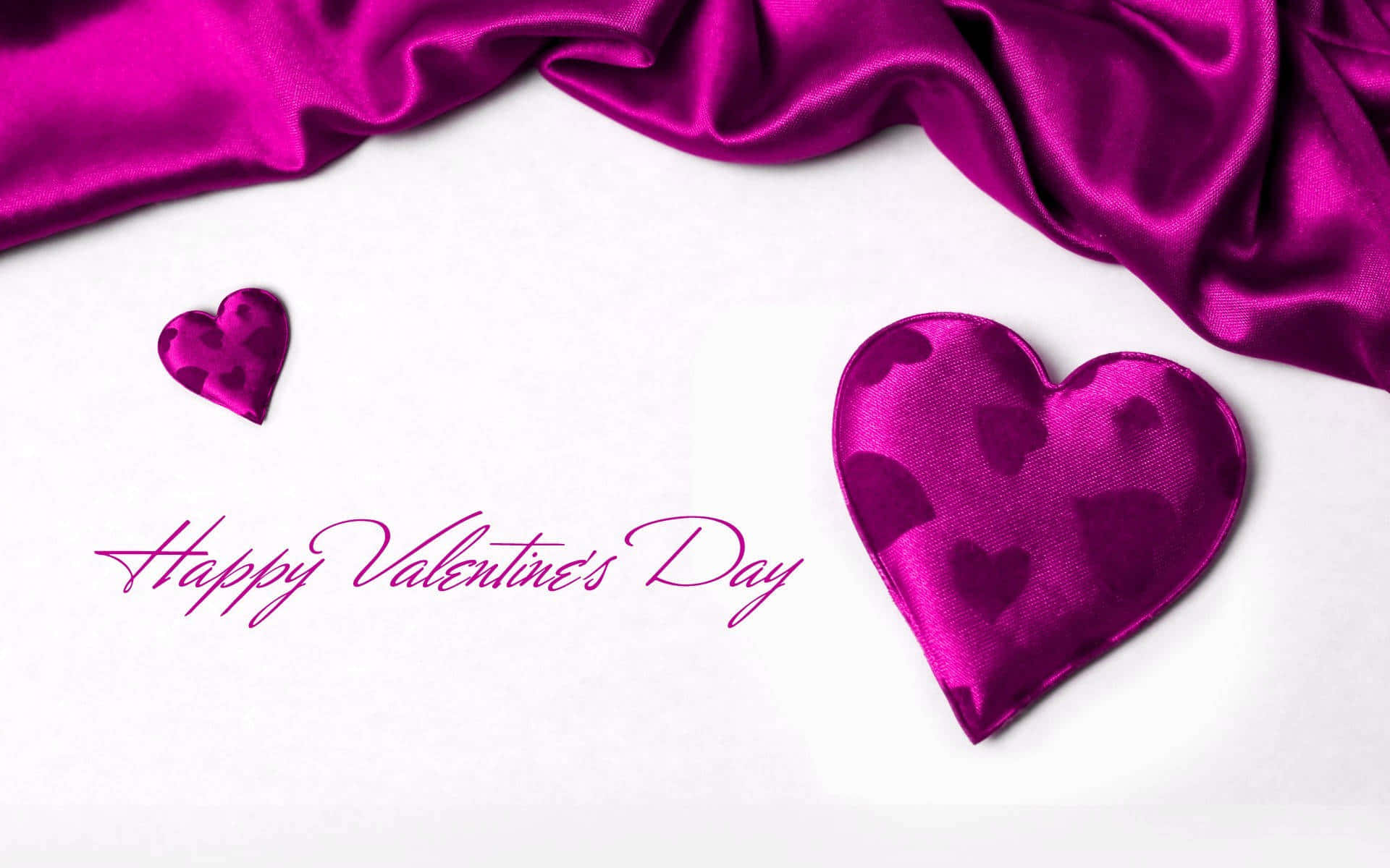 magenta satin hearts, white, flowing fabric, Full HD Desktop Wallpaper