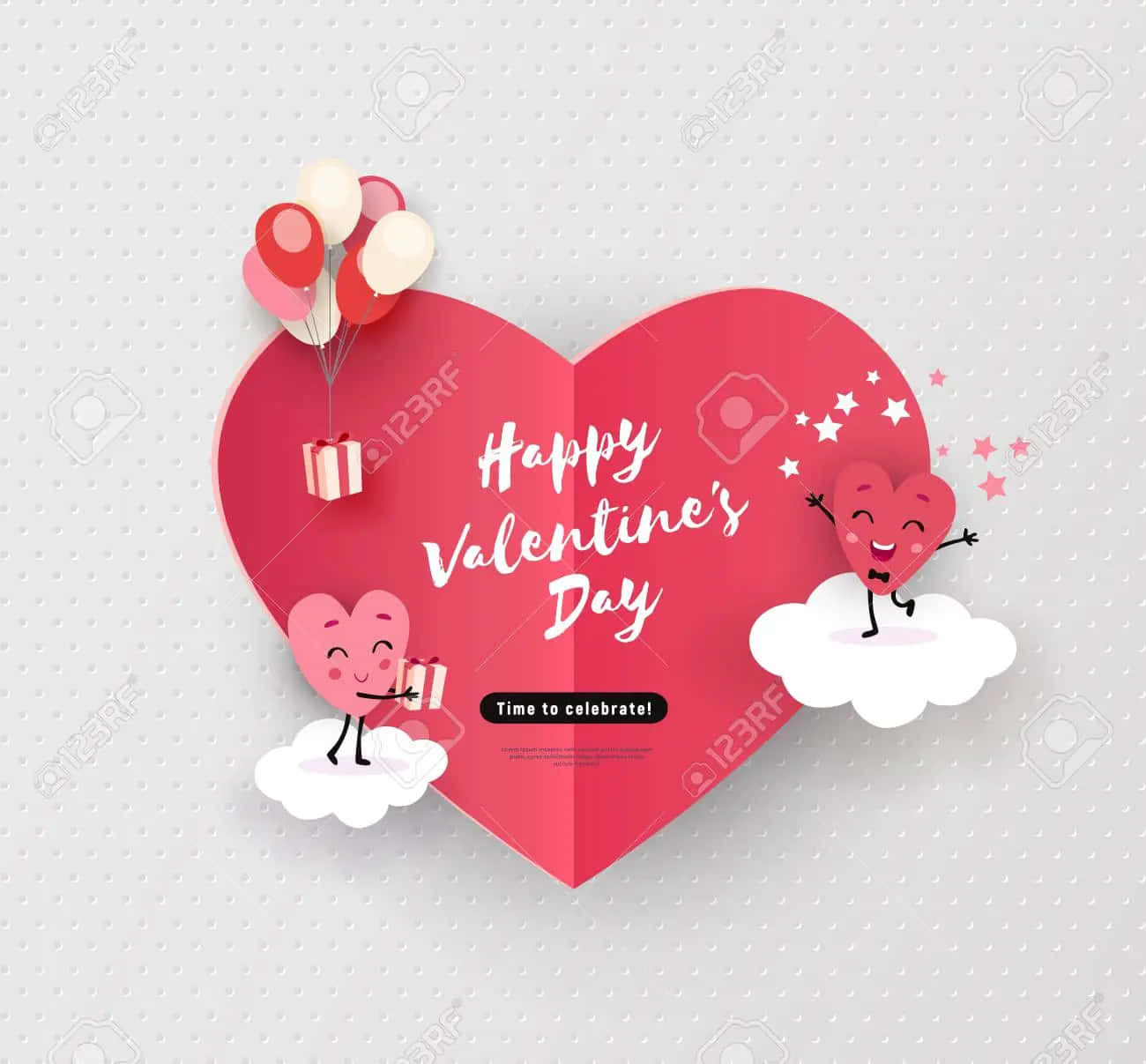 happy valentine day card, hearts, balloons, HD Desktop Wallpaper