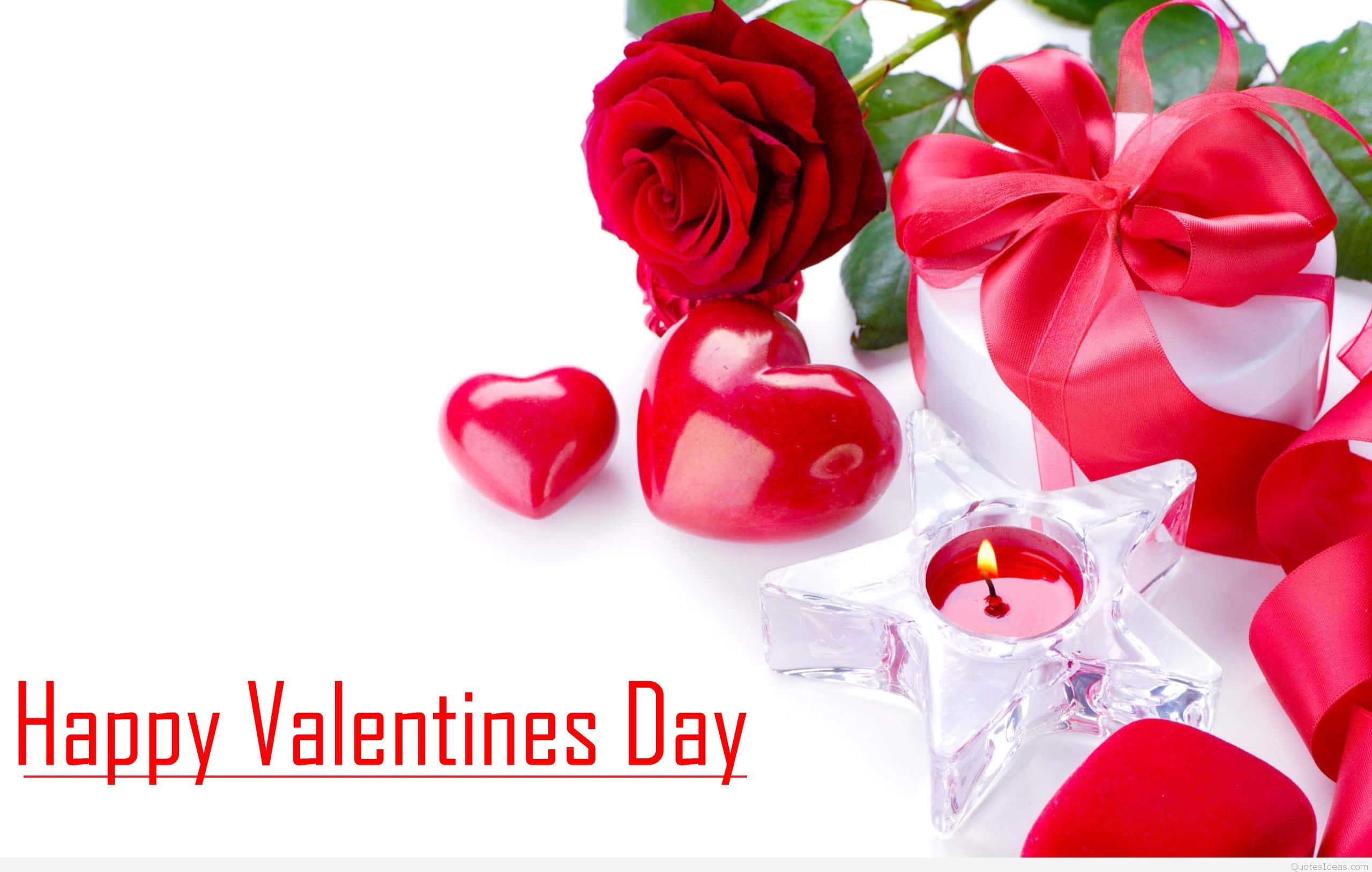 Valentines day, red roses, glossy hearts, 2K Desktop Wallpaper