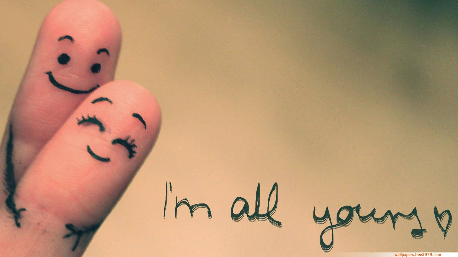 Cute Valentine's Day All Yours, smiling faces, eyelashes, HD Desktop Wallpaper