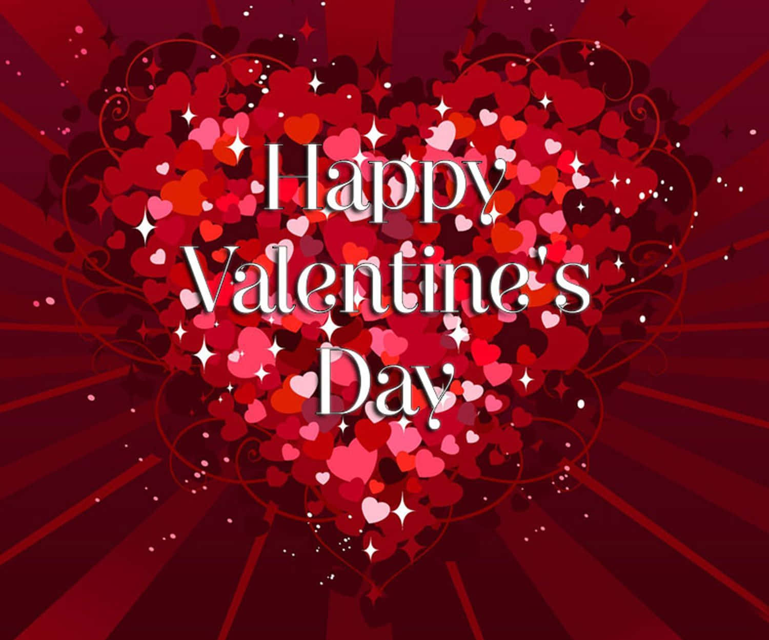 Happy Valentines Day HD, red and pink hearts, sparkling stars, HD Desktop Wallpaper