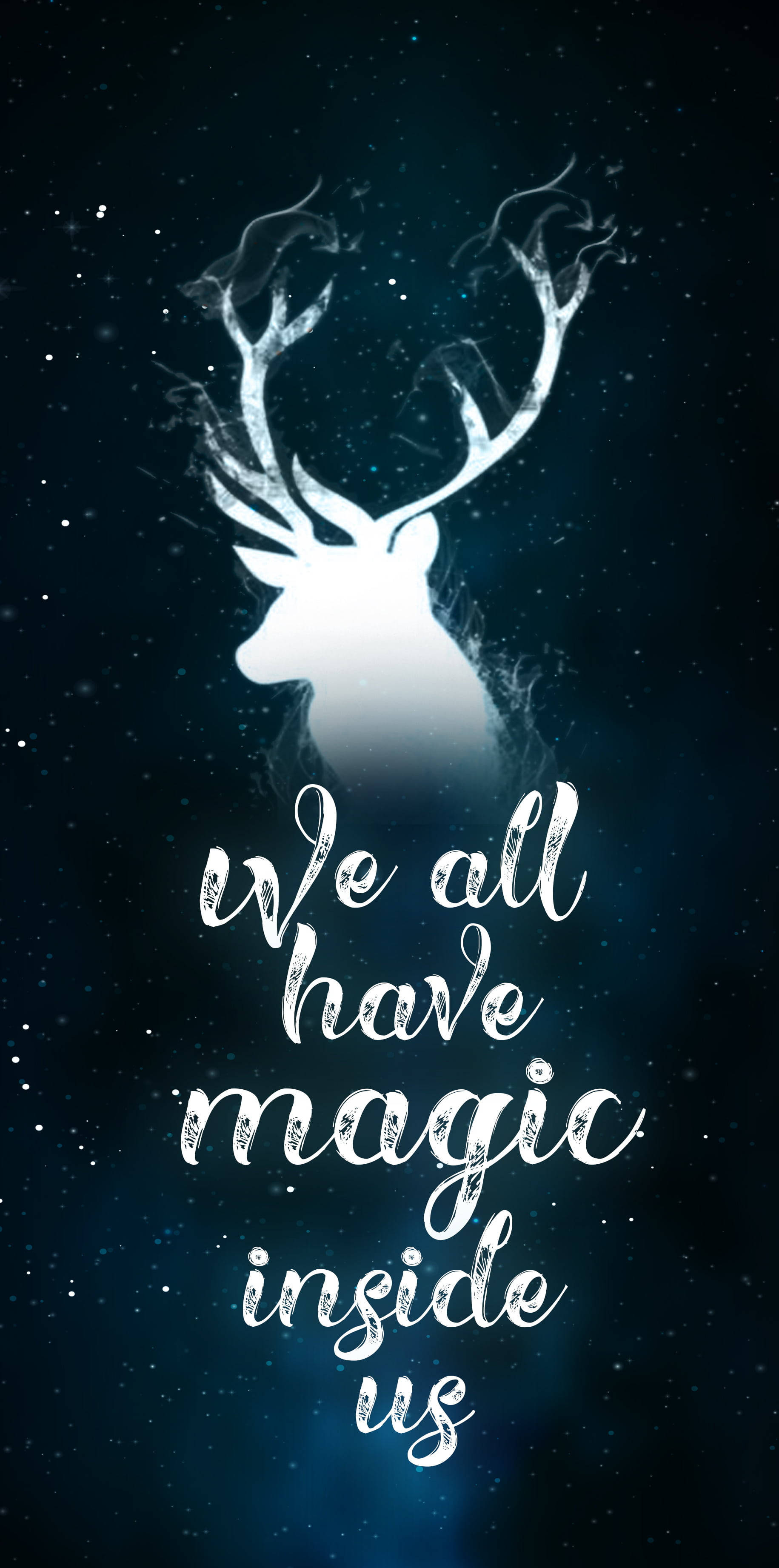 Harry Potter, dear, glowing white deer silhouette, 2K Phone Wallpaper