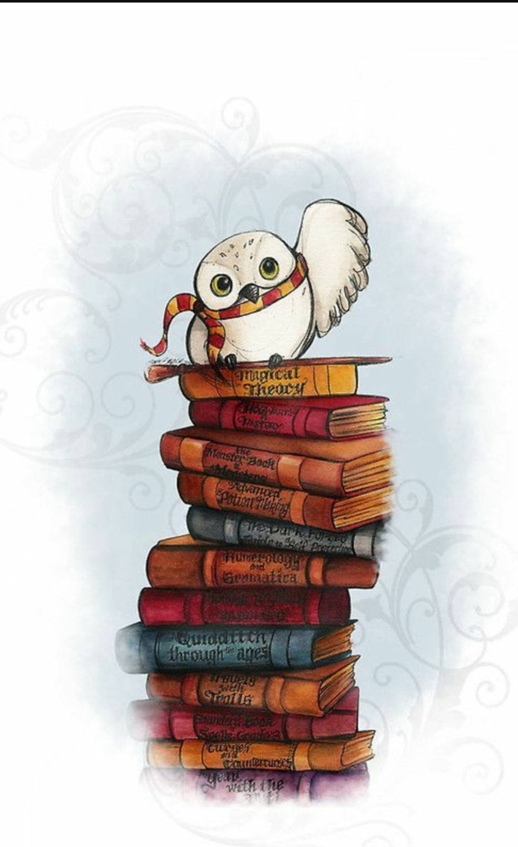 Harry Potter, owl, red and gold scarf, HD Phone Wallpaper