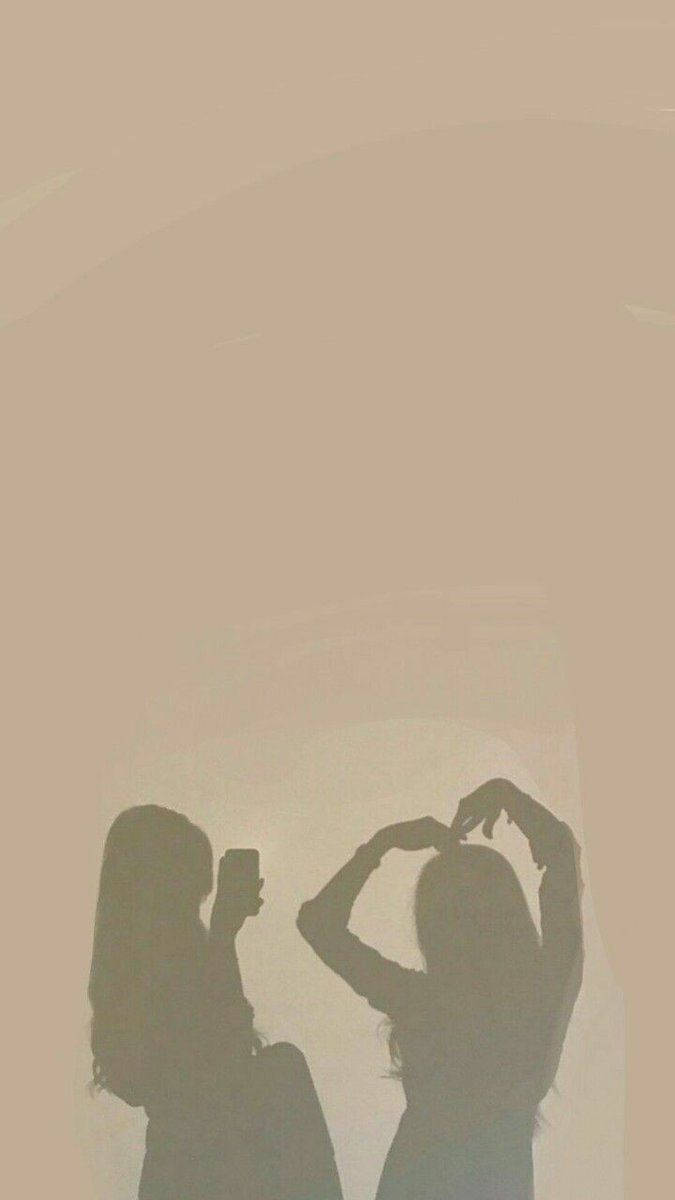 BFF Cute Shadow, silhouetted figures, phone, SD Phone Wallpaper
