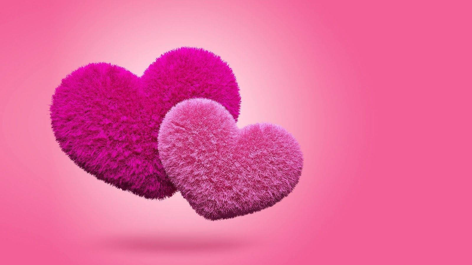 Cute Heart, fur pink aesthetic, fluffy textured hearts, HD Desktop Wallpaper