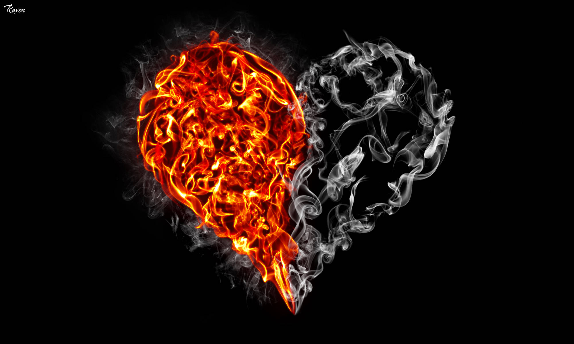 fire, smoke, heart, Full HD Desktop Wallpaper