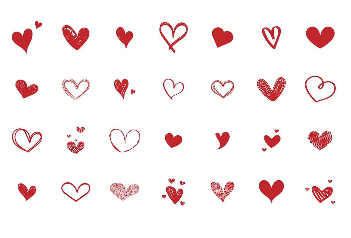 cute hearts, red hearts, hand-drawn, SD Desktop Wallpaper
